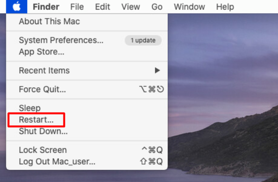 System Preferences > Restart