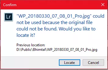 lightroom file not found error