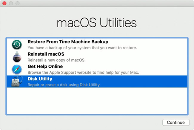 Open Disk Utility from Utilities menu