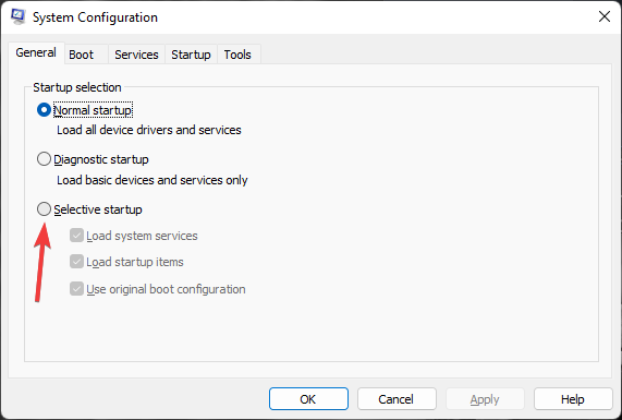 selective startup option in system configuration to fix Windows 10 21H2 install issue