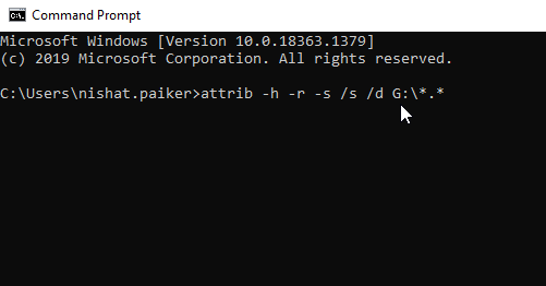 attrib command in cmd