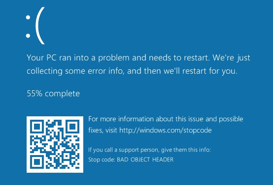 BSOD Bad object header error