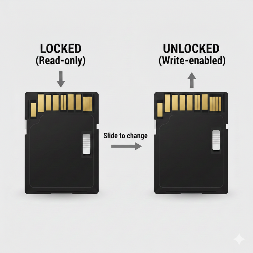 Check the Lock Switch on Card