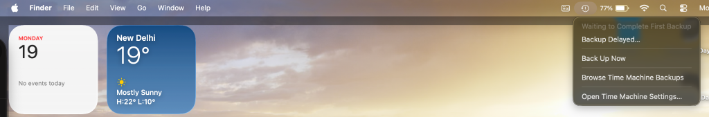 Click on the Time Machine