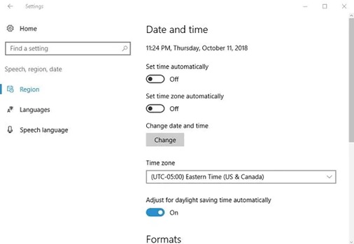 Fix Error 0xc10100aa in Movies and TV app- Inspect language, date, and time