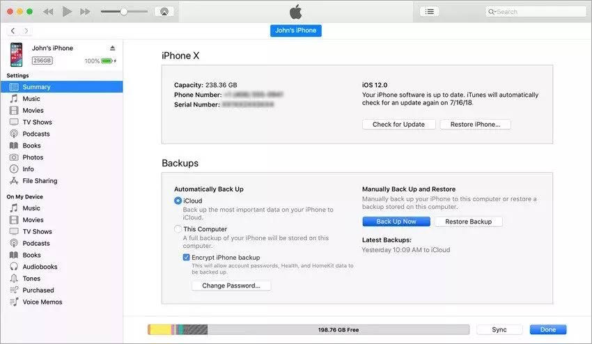 Restore from iTunes