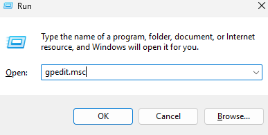 Press Windows + R and type: gpedit.msc