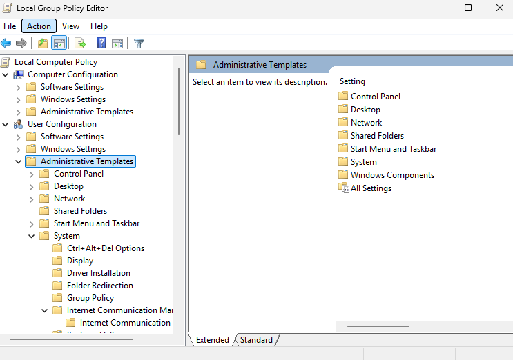 Navigate to&nbsp;User Configuration