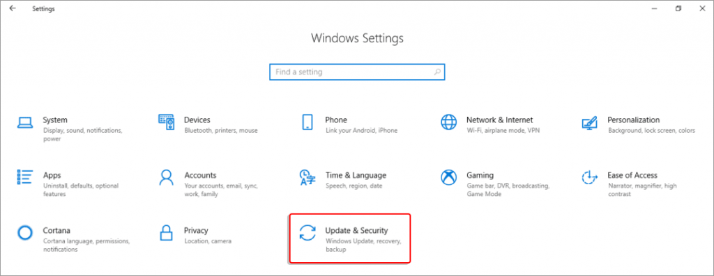 Windows settings