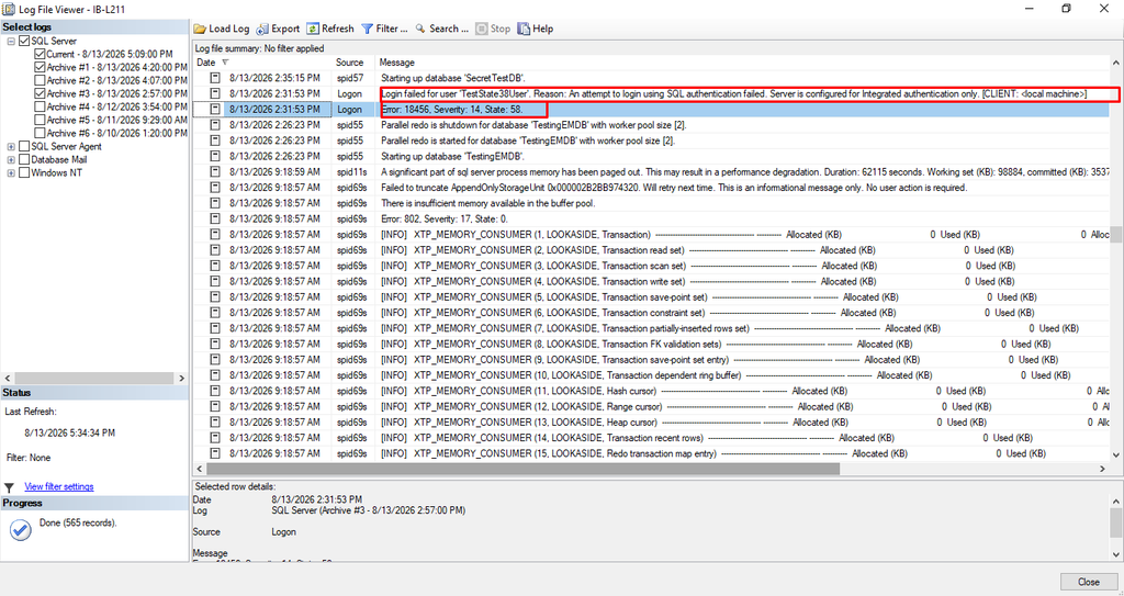 Checking error 18456 in SQL Error Logs