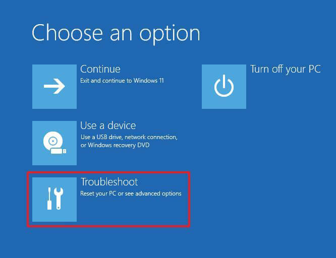 choose troubleshoot option