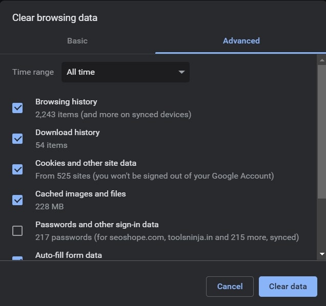 Facebook Videos not playing- Clear Cache & History in Chrome