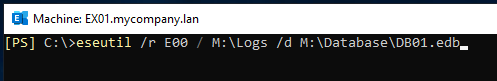 Use the ESEUtil command