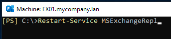 Restart-Service MSExchangeRepl command