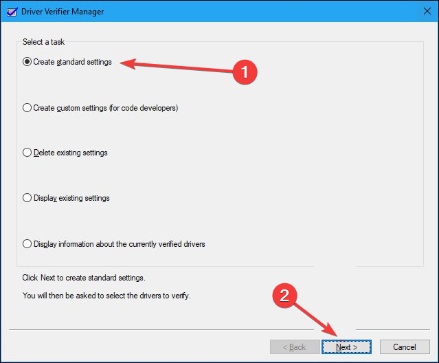 create standard settings