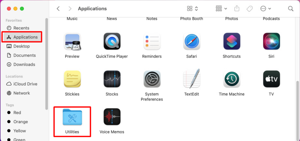 Finder > Applications > Utilities