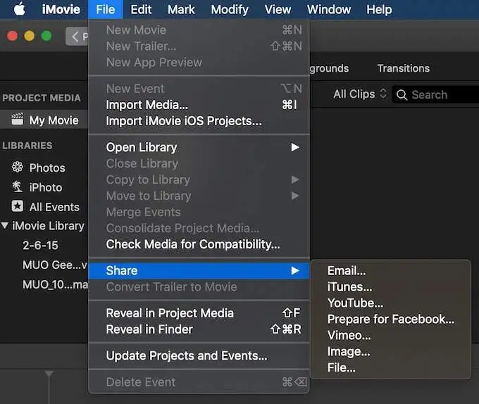 Convertir des Vidéos MOV avec iMovie