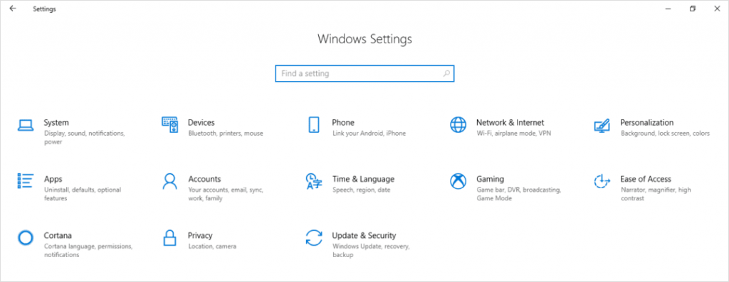 windows settings