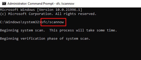 run sfc scannow command