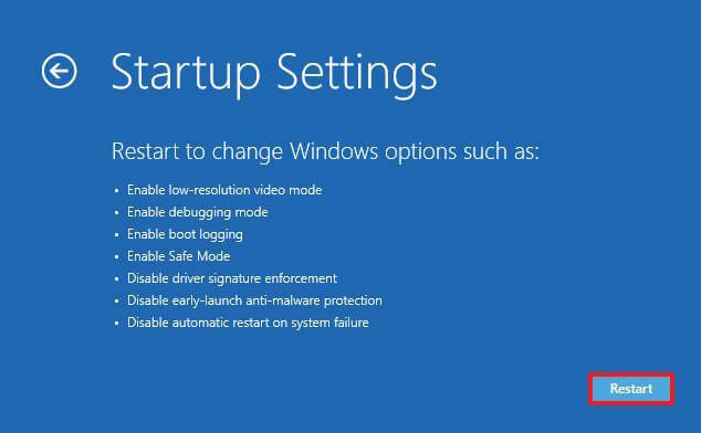 startup setting window