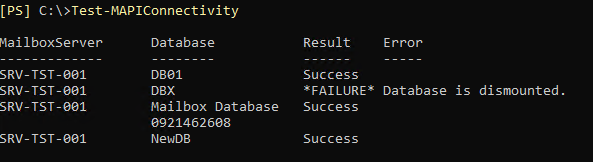 test-mapiconnectivity cmdlet