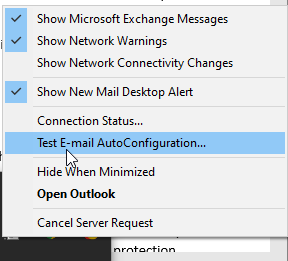 test the outlook email configurations