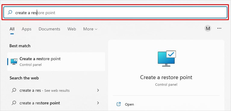 type-create-a-restore-point-in-search-bar