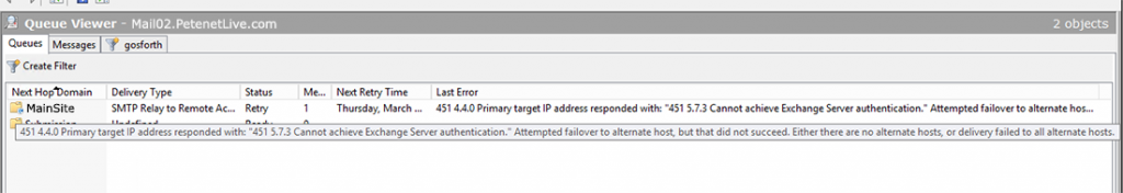 451 5.7.3 Cannot achieve Exchange Server authentication Error