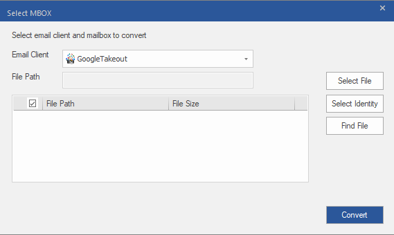 Choose the Google Takeout source email client.