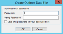 Create outlook data file