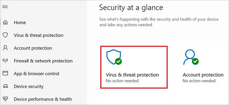 choose virus and threat protection