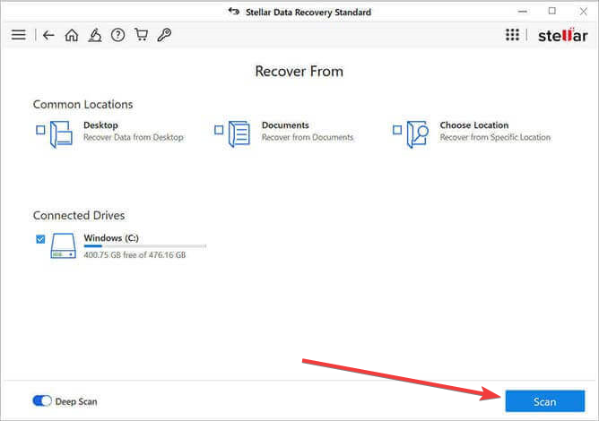  choosing which drive to scan