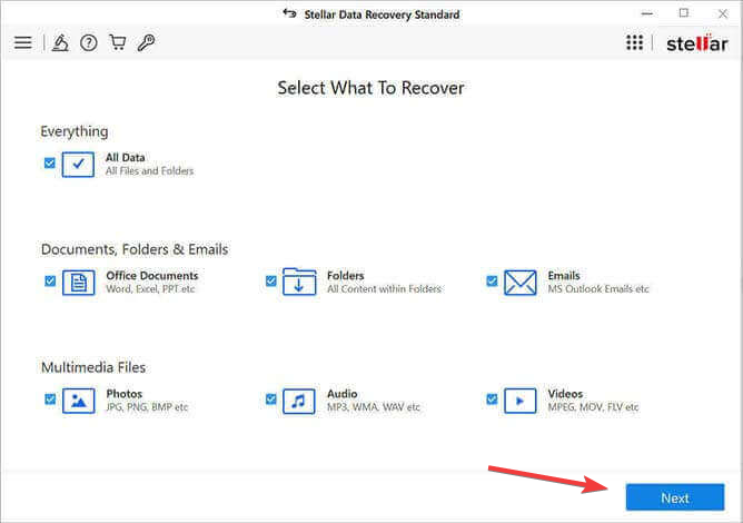 choosing which file types to recover