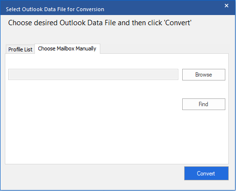 click choose manually and select the OST file for Office 365 export
