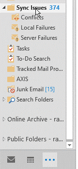 click on sync issues folder in outlook