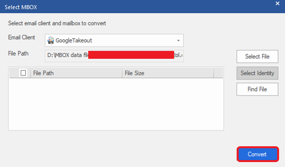 click on Select File and select the Gmail MBOX file