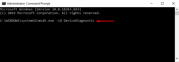 type msdt.exe -id DeviceDiagnostic  in cmd