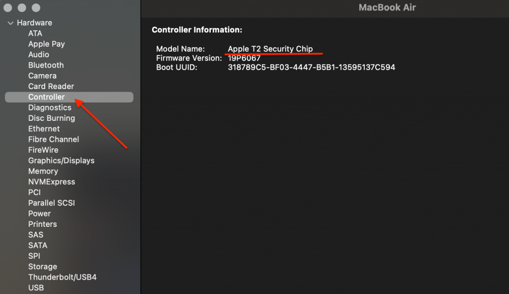 System Report > Controller