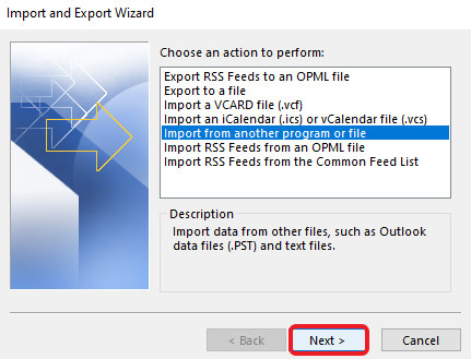 import and export wizard