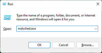 mdsched.exe  command in run box