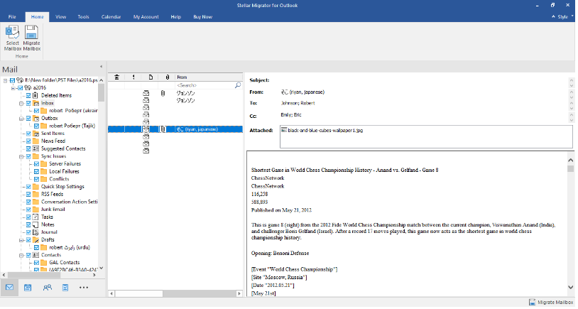Stellar migrator for outlook preview window