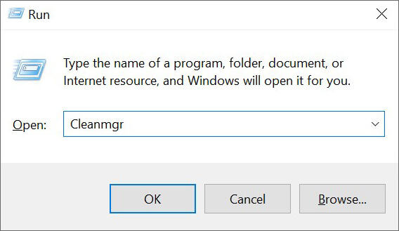 type Cleanmgr in run