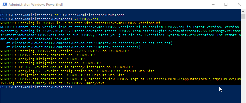 run eomt v2 scripts to mitigate risks proxylogon