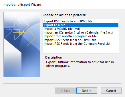 select export to a file