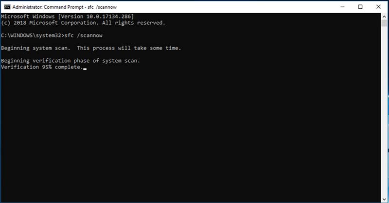 sfc/scannow command to Fix QUOTA_UNDERFLOW Error