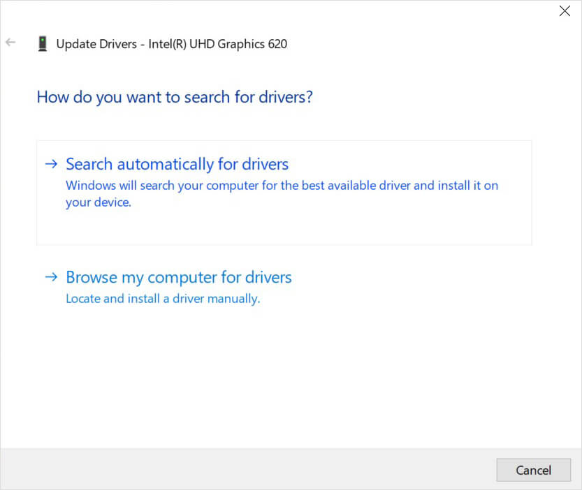 Click to search for drivers automatically