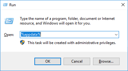 use Run to restore missing AppData Folder