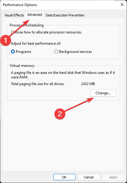  virtual memory settings