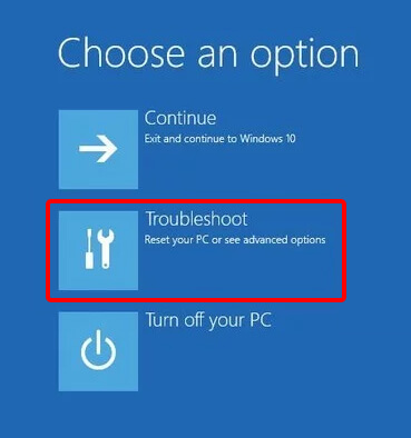 choose troubleshoot option