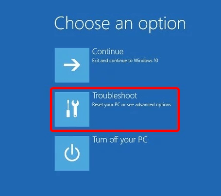 choose troubleshoot